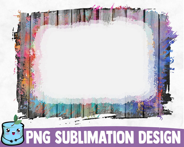 Bleached Watercolor Wooden Sublimation Frame SVG MintyMarshmallows 