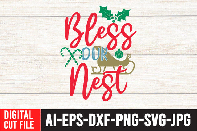 Bless Our Nest SVG Design , Bless Our Nest SVG Cut File SVG BlackCatsMedia 