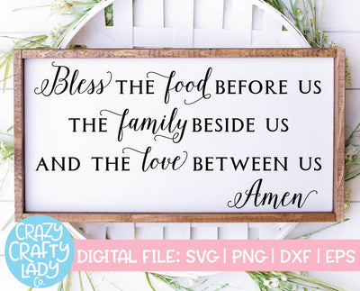 Bless the Food Before Us | Kitchen SVG Cut File SVG Crazy Crafty Lady Co. 