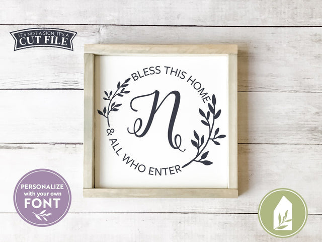 Bless This Home SVG | Circle Monogram SVG | Rustic Sign Design SVG LilleJuniper 