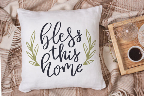 Bless this home svg cut file, Fall Door Hanger svg SVG CutePicturesStudio 