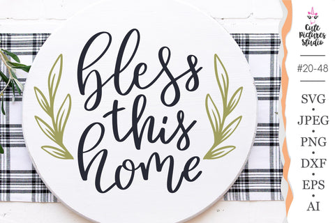 Bless this home svg cut file, Fall Door Hanger svg SVG CutePicturesStudio 