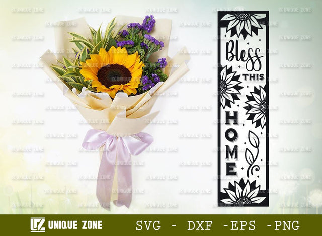 Bless This Home Svg | Sunflower Sign Svg | Porch Sign Svg | Sunflower Svg | Welcome Home Svg SVG Unique Zone 