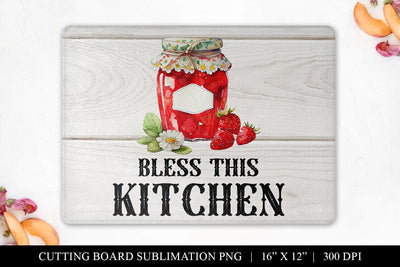 Bless This Kitchen Cutting Board Sublimation Design Sublimation BijouBay 