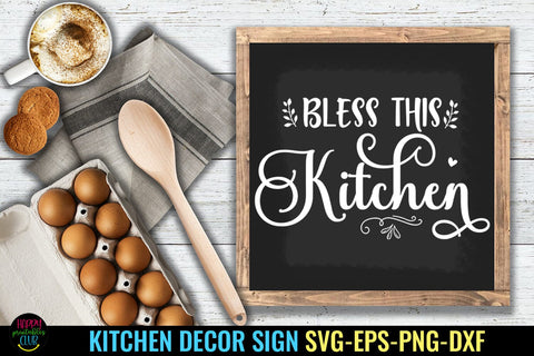 Bless this Kitchen SVG I Kitchen Sign SVG I Kitchen Decor SVG SVG Happy Printables Club 