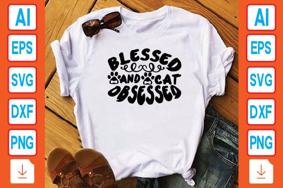 Blessed and Cat Obsessed SVG Craftlabsvg24 