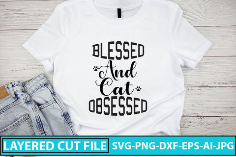 Blessed And Cat Obsessed SVG Cut File SVG Syaman 