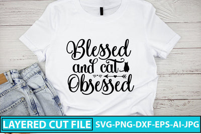 BLESSED AND CAT OBSESSED SVG Cut File SVG Syaman 