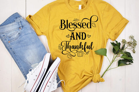 Blessed and Thankful I Thanksgiving Decor SVG I Fall SVG SVG Happy Printables Club 