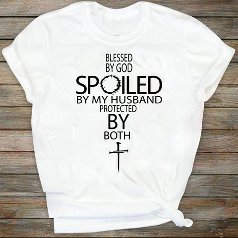 Blessed By God Spoiled By My Husband Protected By Both Jesus Christian,Svg File for Cricut, Ai, Png, Dxf. Eps SVG DiamondDesign 