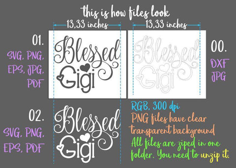 Blessed Gigi SVG DXF PNG PDF JPG SVG Digitals by Hanna 