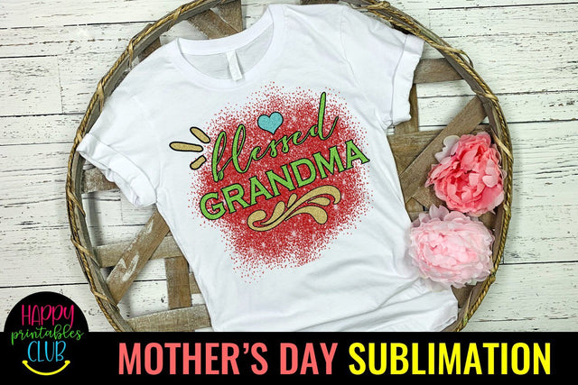 Blessed Grandma -Mothers Day Sublimation PNG- Grandma PNG Sublimation Happy Printables Club 
