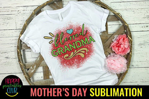 Blessed Grandma -Mothers Day Sublimation PNG- Grandma PNG Sublimation Happy Printables Club 
