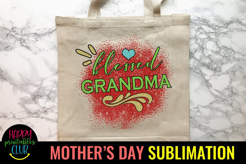 Blessed Grandma -Mothers Day Sublimation PNG- Grandma PNG Sublimation Happy Printables Club 