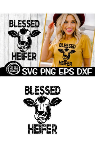 Blessed Heifer - Grunge - Tongue - Heifer SVG PNG DXF EPS SVG On the Beach Boutique 