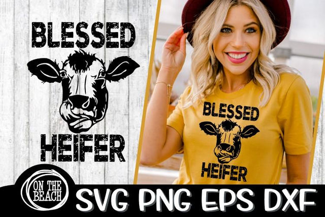 Blessed Heifer - Grunge - Tongue - Heifer SVG PNG DXF EPS SVG On the Beach Boutique 