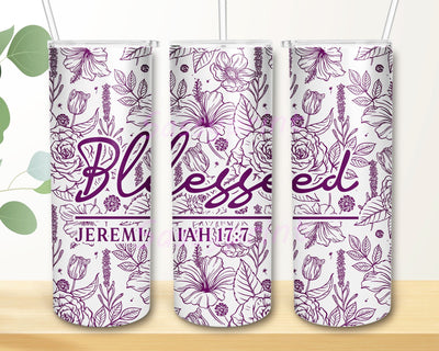 Blessed Jeremiah 20oz Tumbler Sublimation Wrap, Faith Cross Tumbler PNG, Christian Tumbler Gift, Digital Download Png, Tumbler Template Sublimation sassyprint 