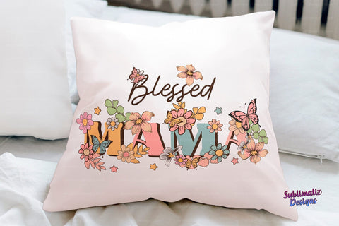 Blessed MAMA Flowers and butterflies PNG Sublimation Sublimation Sublimatiz Designs 