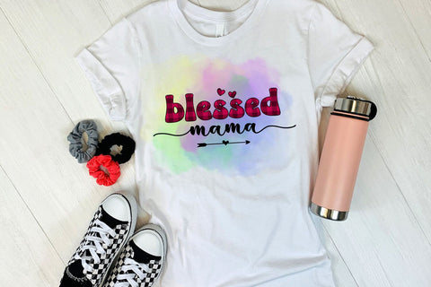 Blessed Mama- Mother's Day Sublimation I Mom Tshirt PNG Sublimation Happy Printables Club 