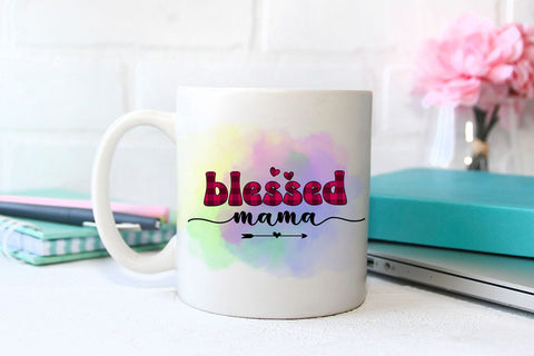 Blessed Mama- Mother's Day Sublimation I Mom Tshirt PNG Sublimation Happy Printables Club 