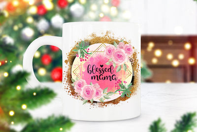 Blessed Mama Ornament Sublimation I Christmas Ornament PNG Sublimation Happy Printables Club 
