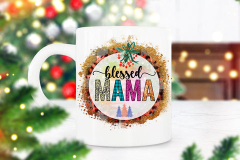 Blessed Mama Ornament Sublimation I Christmas Ornament PNG Sublimation Happy Printables Club 