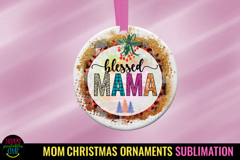 Blessed Mama Ornament Sublimation I Christmas Ornament PNG Sublimation Happy Printables Club 