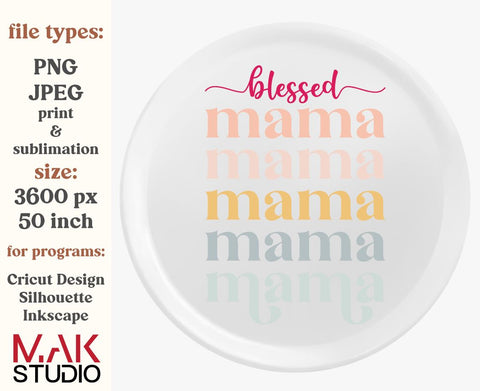 Blessed mama png, Blessed boho mama png, Blessed mama sublimation, Blessed mama print, Retro blessed mama png, Fall clipart Sublimation MAKStudion 