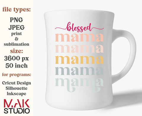 Blessed mama png, Blessed boho mama png, Blessed mama sublimation, Blessed mama print, Retro blessed mama png, Fall clipart Sublimation MAKStudion 