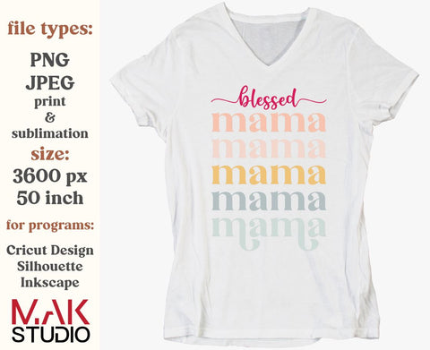 Blessed mama png, Blessed boho mama png, Blessed mama sublimation, Blessed mama print, Retro blessed mama png, Fall clipart Sublimation MAKStudion 