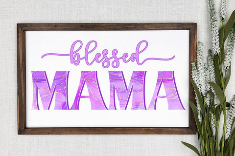 Blessed Mama PNG | Pink Alcohol Ink Texture Sublimation B Renee Design 