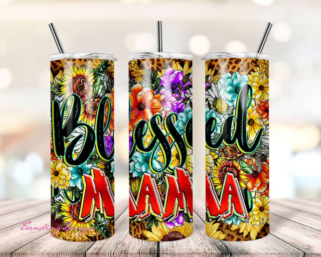 Blessed Mama Tumbler Png, 20oz Skinny Tumbler Sublimation Designs PNG File, Blessed Mama Png, Leopard Tumbler, Mama Tumbler, Western Tumble Sublimation TrendingDesign 