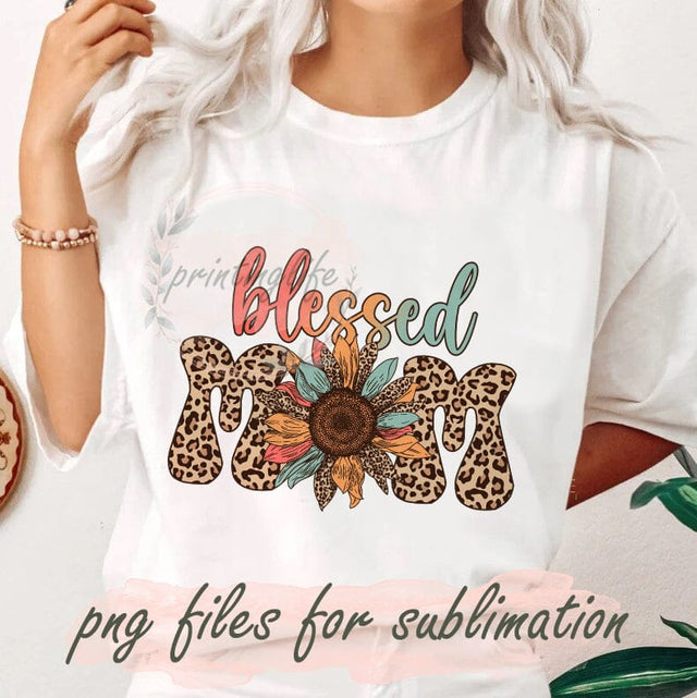 Blessed Mom Png, Sunflower Leopard Mom Png, Blessed Mom Sublimation Design, Sunflower Blessed Mom Png, Western Mom Tumbler Png Sublimation PrintingLife 
