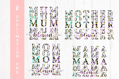 Blessed Mom Quotes Bundle Leopard Sublimation PNG Sublimation Sintegra 