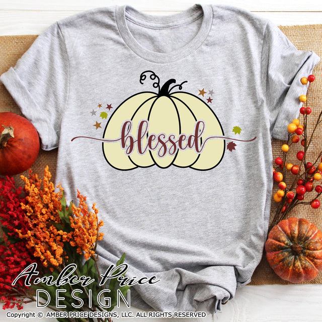 Blessed Pumpkin SVG | Fall / Thanksgiving SVG PNG DXF | Cute Hand lettered Fall Home Decor SVGs SVG Amber Price Design 