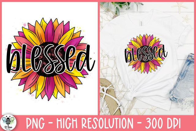 Blessed Sunflower PNG | Sunflower Sublimation Design Sublimation B Renee Design 
