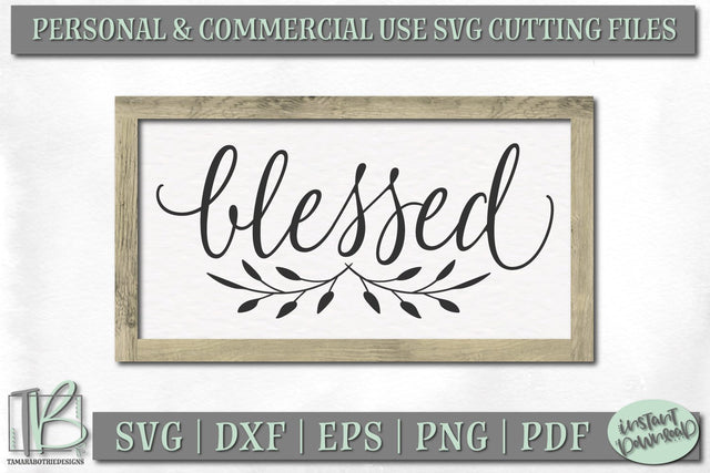 Blessed SVG File, Christian Wood Sign Cut File SVG TB Designs 