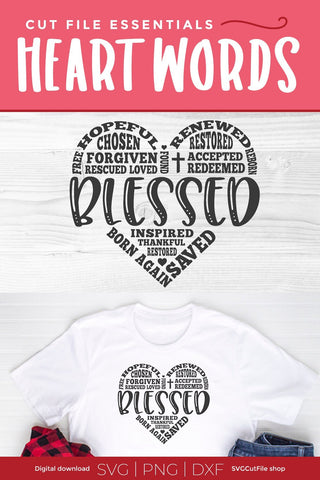 Blessed svg, Religious svg, Inspirational SVG, loved, redeemed svg, saved svg, forgiven svg, renewed svg, adored, worthy svg, subway art svg SVG SVG Cut File 