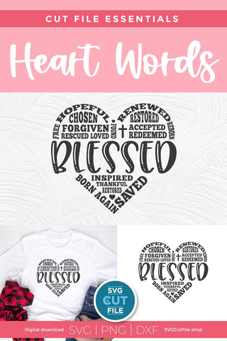 Blessed svg, Religious svg, Inspirational SVG, loved, redeemed svg, saved svg, forgiven svg, renewed svg, adored, worthy svg, subway art svg SVG SVG Cut File 