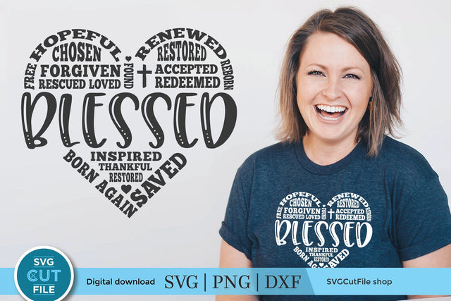 Blessed svg, Religious svg, Inspirational SVG, loved, redeemed svg, saved svg, forgiven svg, renewed svg, adored, worthy svg, subway art svg SVG SVG Cut File 
