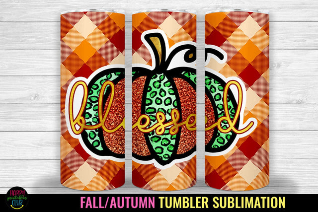 Blessed Tumbler Sublimation Design I Fall Tumbler Wrap PNG Sublimation Happy Printables Club 