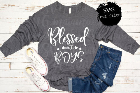 Blessed With Boys svg, Mom Of Boys svg, Mother svg, Blessed Mom svg, Mom Life svg, Mama svg, Mom Saying svg Files For Cricut And Silhouette SVG MaiamiiiSVG 