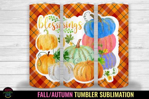 Blessings Tumbler Sublimation Design I Fall Tumbler Wrap PNG Sublimation Happy Printables Club 