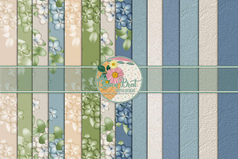 Blissful Blossoms Papers Digital Pattern QueenBrat Digital Designs 