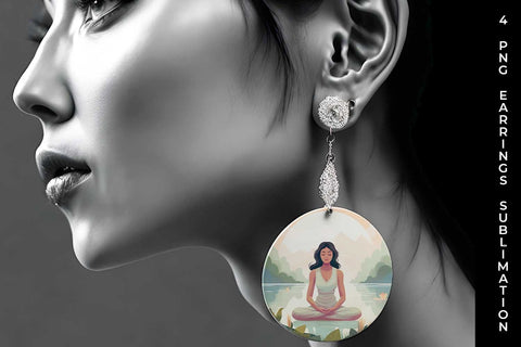 Blissful Serenity - Woman Meditating Earrings Sublimation Bundle Sublimation Sintegra 