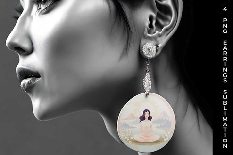 Blissful Serenity - Woman Meditating Earrings Sublimation Bundle Sublimation Sintegra 