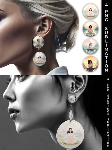 Blissful Serenity - Woman Meditating Earrings Sublimation Bundle Sublimation Sintegra 