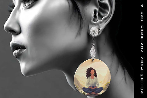 Blissful Serenity - Woman Meditating Earrings Sublimation Bundle Sublimation Sintegra 