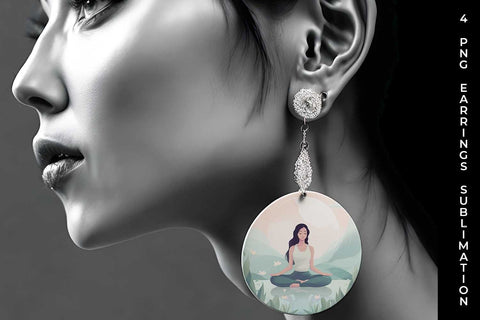 Blissful Serenity - Woman Meditating Earrings Sublimation Bundle Sublimation Sintegra 