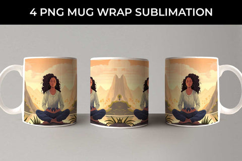 Blissful Serenity - Woman Meditating Mug Wrap Sublimation Bundle Sublimation Sintegra 